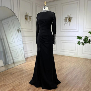 Dubai Black Satin Split Mermaid Evening Dress: 2024 Luxury Arabic Lace-up Gowns for Women's Wedding Party