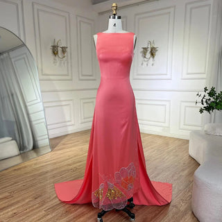 Ships in 1 to 3 Days - Elegant Lilac Scalloped Arabic Evening Dress - Luxury Dubai Butterfly Beaded Women's Wedding Party Gown