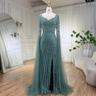 Blue Sweetheart Mermaid Evening Gown with Beaded Overskirt - Luxury Dress for Women's Wedding Party (2024)