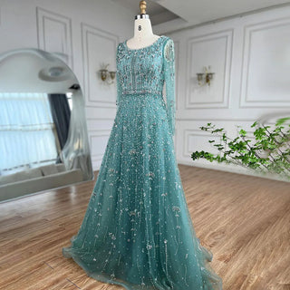 Dubai Arabic Designer Luxury Nude A-Line Beaded Evening Dress - Women's Wedding Party Gown (2024)