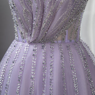 Lilac Luxury Beading Dubai Evening Dress: 2024 Long Elegant Scalloped Arabic Women's Formal Prom Dress