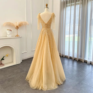 Light Champagne Evening Dresses: Dubai Luxury Crystal Pink Elegance for Arabic Formal Wedding Party Gowns