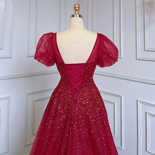 Desert Rose Elegance: Luxury Dubai-Inspired Evening Gown in Rose Pink with Burgundy & Gold Accents - An Arabic Masterpiece for Proms and Wedding Celebrations.