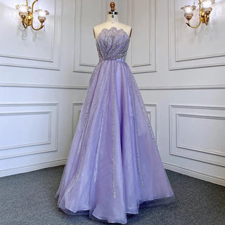 Lilac Luxury Beading Dubai Evening Dress: 2024 Long Elegant Scalloped Arabic Women's Formal Prom Dress