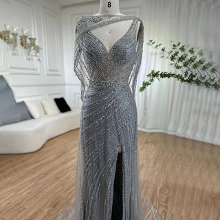 Dubai Champagne Luxury Sleeveless Evening Dresses 2024 - Sparkling Diamond Embellishments and Backless Design for Formal Serene Hill Events