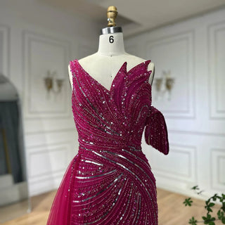 Ships in 2 to 5 Days - 2025 Arabic Pink Mermaid Evening Gown with One Shoulder and Beaded Detailing - Elegant Long Dress for Formal Occasions