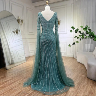 Blue Sweetheart Mermaid Evening Gown with Beaded Overskirt - Luxury Dress for Women's Wedding Party (2024)