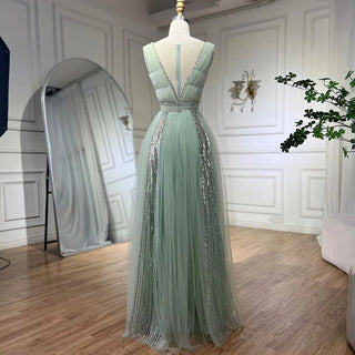 Luxury Dubai Wedding Party Gowns: Elegant Pink Evening Dress with Cape Sleeves for Arabic Women in Sage Green and Yellow