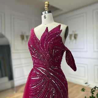 Ships in 2 to 5 Days - 2025 Arabic Pink Mermaid Evening Gown with One Shoulder and Beaded Detailing - Elegant Long Dress for Formal Occasions