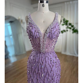 Ships in 1 to 3 Days - Pink Mermaid Evening Dress 2024 with Sexy High Split, V-Neck, Feather Beaded Luxury - Ideal for Women's Wedding Party