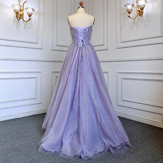 Lilac Luxury Beading Dubai Evening Dress: 2024 Long Elegant Scalloped Arabic Women's Formal Prom Dress