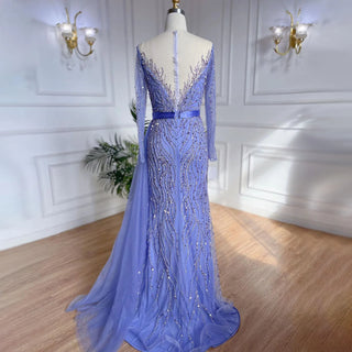 Elegant Purple Mermaid Evening Gown 2024: Lace Beaded Skirt, Luxury for Women's Wedding Party