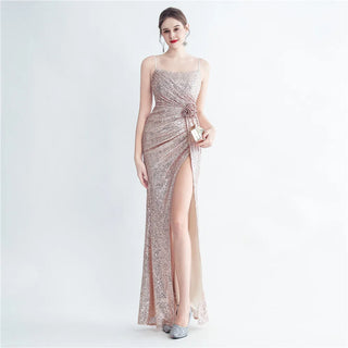 Sexy Women’s Strap Sequin Evening Maxi Dress