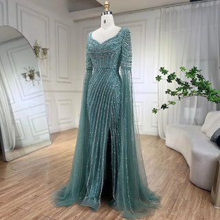 Blue Sweetheart Mermaid Evening Gown with Beaded Overskirt - Luxury Dress for Women's Wedding Party (2024)