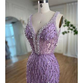 Ships in 1 to 3 Days - Pink Mermaid Evening Dress 2024 with Sexy High Split, V-Neck, Feather Beaded Luxury - Ideal for Women's Wedding Party