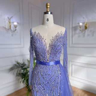 Elegant Purple Mermaid Evening Gown 2024: Lace Beaded Skirt, Luxury for Women's Wedding Party