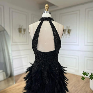 Brown Sleeveless Elegant Short Dresses Beaded Feathers Mermaid Cocktail Gowns 2024 For Women Party Couture