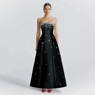 Luxury Dubai Black Beaded Evening Dress for Women 2024 - Elegant Arabic Wedding Birthday Party Formal.