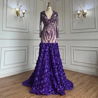 Purple Long Prom Dress 2024 - Luxury Sequined Sexy Mermaid Style for Black Girl Prom Gala Party Gowns 2024