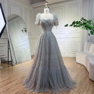 Arabic Lilac Elegant A-Line Short Sleeveless Luxury Evening Dress - Beaded for Women's Wedding Party 2024