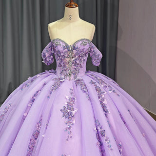 Luxury Rhinestone Lilac Long Tail Evening Gown