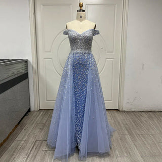 Blue Mermaid High Split With Skirt Sweetheart Strapless Beaded Party Dress: Formal Women Evening 2024