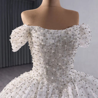 Heavy Beaded Off Shoulder Ball Gown Girls Wedding Dresses