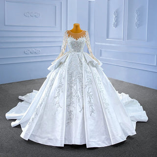 Luxury Sequin Satin Ball Gown Women's Wedding Dress