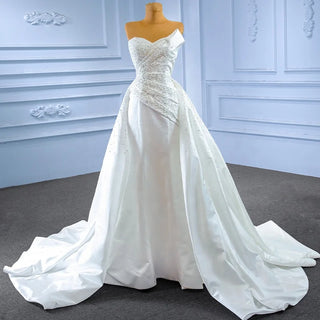 Crystal Sweetheart Satin Ruffle Mermaid Wedding Dress