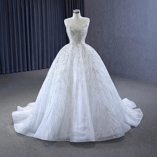 Luxury Strapless Beaded Sequin Empire Bridal Wedding Dress