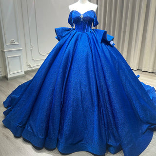 Glitter Royal Blue Sweetheart Empire Ball Gown Quinceañera Dress