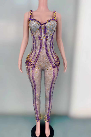 Crystal-Embellished Rhinestone Bodysuit