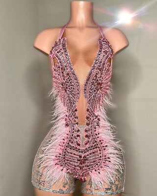 Luxurious One-Shoulder Feather Embellished Mini Dress