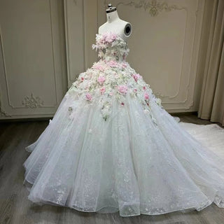 Princess Strapless 3D Flower Ball Gown Quinceañera Dress