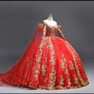 Vintage Red Off Shoulder Lace Empire Quinceañera Dresses