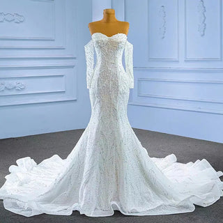 Luxury Sweetheart Pearls Mermaid Wedding Gowns Dresses