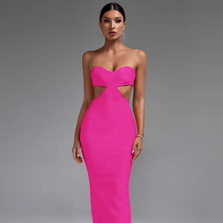 Strapless Cut-Out Bodycon Maxi Dress for Women 2024