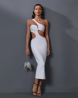 Ships in 1 to 3 Days - Sexy Cut-Out Night Club Style Women’s Dress - Luxury Mid-Length Sleeveless Sling Casual Evening Party Dress