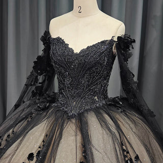 Classic Black Sequins Evening Quinceañera Dresses With Shawl