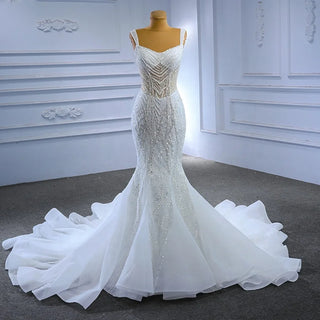 Chic Sequins Beaded Illusion Mermaid Wedding Dress for Women