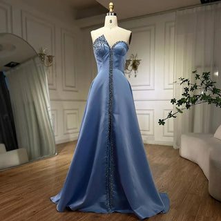 Elegant Long Arabic Evening Dress 2024 - Luxury Dubai Crystal Beaded Split for Black Women's Wedding Party Gowns