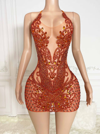 Ships in 1 to 3 Days - Radiant Red Crystal Embellished Mini Dress