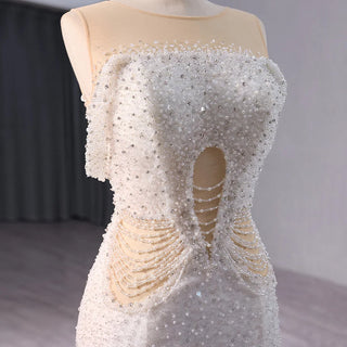 Sexy Sleeveless Beading Illusion Mermaid Wedding Dresses