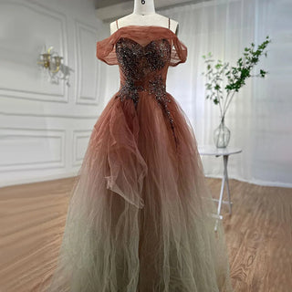 Ships in 1 to 3 Days - Ethereal Copper Sparkle Tulle Gown