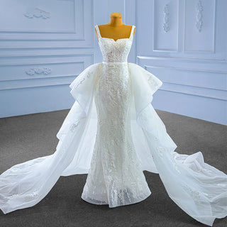 Exclusive Square Collar Mermaid Wedding Dresses With Detachable Train