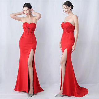 Sexy Prom Dress Mermaid Pleat Evening Dress