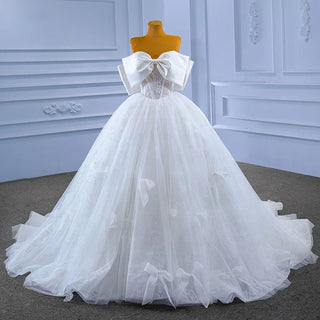 Princess Bow Modest Sleeveless Ball Gown Wedding Dress