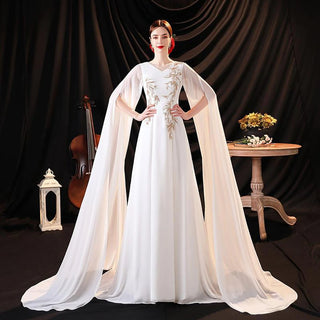 Elegant V-Neck Prom Dress with Floor-Length Skirt for Women Performance