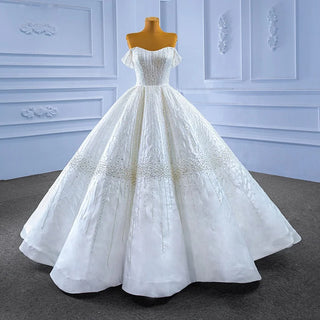 Crystal Off-Shoulder Sequin Ball Gown Wedding Dress