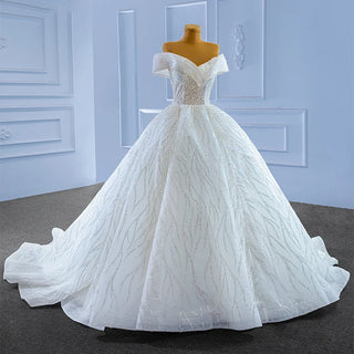 Exclusive Off Shoulder Sequins Empire Ball Gown Wedding Dress